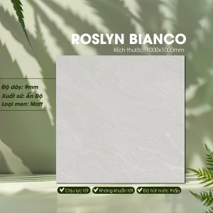 Gạch Ốp Lát Ấn Độ 1000x1000 Mã Roslyn Bianco