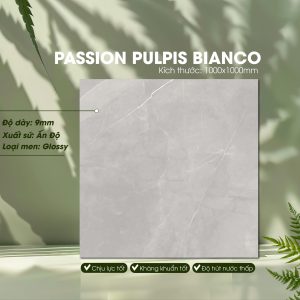 Gạch Ốp Lát Ấn Độ 1000x1000 Mã Passion Pulpis Bianco